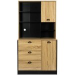 Dinaj - buffet vaisselier multi - rangement aspect bois