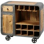 Edwin - meuble bar multi - rangements acier et bois massif