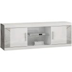 Altobuy - eros - meuble tv 2 portes et 2 niches blanc avec décor latéral aspect marbre Altobuy - eros - meuble tv 2 portes et 2 niches blanc avec décor latéral aspect marbre