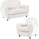 Altobuy - gandy - ensemble fauteuil et canap� club 2 places tissu velours c�tel� beige