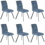 Altobuy - john - lot de 6 chaises capitonn�es bleu gris