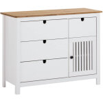 Altobuy - malia - commode 4 tiroirs 1 porte bois cir� et blanc