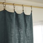 Altobuy - margaux - rideau ajustable 140x270cm lin lav� ardoise + 8 anneaux pince