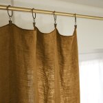 Altobuy - margaux - rideau ajustable 140x270cm lin lav� caramel + 8 anneaux pince