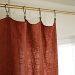 Altobuy - margaux - rideau ajustable 140x270cm lin lav� paprika + 8 anneaux pince