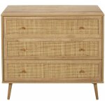 Altobuy - maya - commode 3 tiroirs effet bois et fa�ades rotin