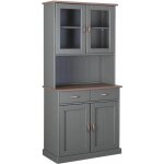 Melina - buffet vaisselier 4 portes 2 tiroirs coloris gris