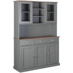 Melina - buffet vaisselier 5 portes 3 tiroirs coloris gris