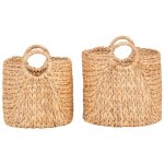 Mikail - lot de 2 pani�res rondes en jacinthe d'eau