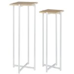 Altobuy - mox - duo de sellettes gigognes industrielles aspect bois et mtal blanc