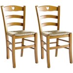 Altobuy - naples - lot de 2 chaises teint chne et assises en paille