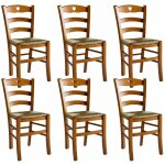 Altobuy - naples - lot de 6 chaises teint chne et assises en paille