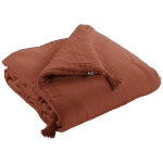 Ourea - chemin de lit 90x200cm capitonn gaze de coton terracotta