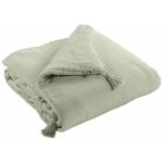 Ourea - chemin de lit 90x200cm capitonn gaze de coton vert d'eau