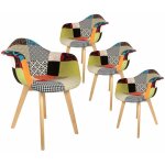 Altobuy - patchwork - lot de 4 fauteuils scandinaves multicolore Altobuy - patchwork - lot de 4 fauteuils scandinaves multicolore