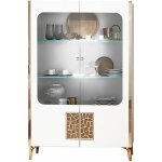 Altobuy - safary - vitrine 2 portes laque blanc et or dcor srigraphi