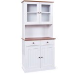Altobuy - socoa - buffet vaisselier 4 portes 2 tiroirs bois massif vernis sepia et blanc