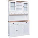 Altobuy - socoa - buffet vaisselier 5 portes 6 tiroirs bois massif vernis sepia et blanc