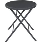 Altobuy - sohan - table pliante de jardin ronde grise en métal et verre trempé Altobuy - sohan - table pliante de jardin ronde grise en métal et verre trempé