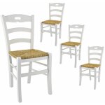 Altobuy - suzy - lot de 4 chaises laqu�es blanc et assises en paille