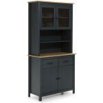 Altobuy - tina - buffet haut 4 portes 2 tiroirs bois ciré et bleu pétrole Altobuy - tina - buffet haut 4 portes 2 tiroirs bois ciré et bleu pétrole
