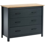 Altobuy - tina - commode 3 tiroirs bois cir coloris bleu ptrole