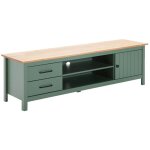 Altobuy - tina - meuble tv 1 porte 2 tiroirs bois cir� et vert