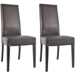 Altobuy - torino - lot de 2 chaises simili marron et pieds weng�