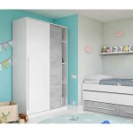 Habitdesign - armoire top - d�cor blanc artik et blanc vehlo - 2 portes coulissantes - l200 x h120 x ...