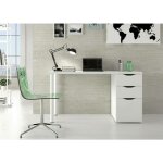 Hogar24 - bureau réversible avec commode à deux tiroirs et une porte, couleur blanche, dimensions 138 ... Hogar24 - bureau réversible avec commode à deux tiroirs et une porte, couleur blanche, dimensions 138 ...