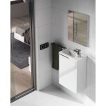 Abitare - meuble de toilette suspendu 40 cm laqu blanc avec miroir - spagna - blanc standard