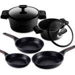 Alutherm batterie de cuisine  induction 7 pices fonte d'aluminium antiadhsif sans pfoa noir - fagor ...