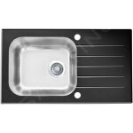 Alveus - altone - vier 78x44 cm, avec commande de vidage, verre noir / inox 1114558