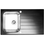 Alveus - glassix - Évier 86x50 cm, avec commande de vidage, verre noir / inox 1099450 Alveus - glassix - Évier 86x50 cm, avec commande de vidage, verre noir / inox 1099450