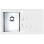Alveus - karat - Évier 86x50 cm, avec commande de vidage, verre blanc / en inox 1102771 Alveus - karat - Évier 86x50 cm, avec commande de vidage, verre blanc / en inox 1102771