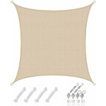 Amanka - 3x3 voile d'ombrage carre respirante - toile de jardin avec fixation acier inox