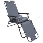 Chaise longue inclinable et pliante transat de jardin avec appui - tte rglable + rembourrage 178 cm ...