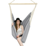 Hamac suspendu pour s'asseoir xxl 185x130cm 100% coton 150kg sige pour se balancer avec pivot 360 gris ...
