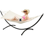 Amanka - hamac de jardin avec support - 300x100cm extrieur intrieur - cadre mtallique