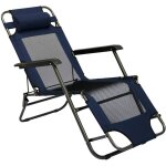 Chaise longue pliable pour camping et jardin transat inclinables avec repose - tte couleur bleu fonc ...