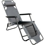 Amanka - chaise longue pliable inclinable 78x60x90cm pour camping jardin piscine gris