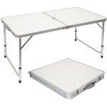 Table de camping pique - nique pliable réglable en hauteur 120x60x70cm en aluminium pliant format mallette ... Table de camping pique - nique pliable réglable en hauteur 120x60x70cm en aluminium pliant format mallette ...