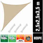 Amanka - voile d'ombrage uv 2, 5x2, 5x3, 5 hdpe triangle protection solaire toile ivoire Amanka - voile d'ombrage uv 2, 5x2, 5x3, 5 hdpe triangle protection solaire toile ivoire