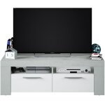 Usinestreet - ambit meuble tv 2 portes - style contemporain - gris et blanc - l 120 cm