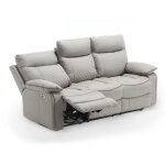 Mobilier deco - ameli - canapé 3 places relax électrique en simili cuir gris clair Mobilier deco - ameli - canapé 3 places relax électrique en simili cuir gris clair