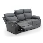 Mobilier deco - ameli - canapé 3 places relax électrique en simili cuir gris foncé Mobilier deco - ameli - canapé 3 places relax électrique en simili cuir gris foncé