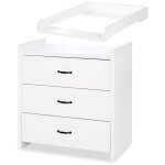 Monmobilierdesign - amelia commode bb avec plan  langer amovible et 3 tiroirs blanc