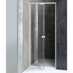 Aqualine - amico - porte de douche pliante 104 - 122x185 cm, verre clair / blanc g100
