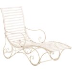 Clp ? chaise longue chilienne en fer ? couleur cr�me antique ? design classique fait main ? stabilit� ...