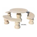 Ensemble repas de jardin en pierre azalea 9 personnes - naturel - couleur ocre